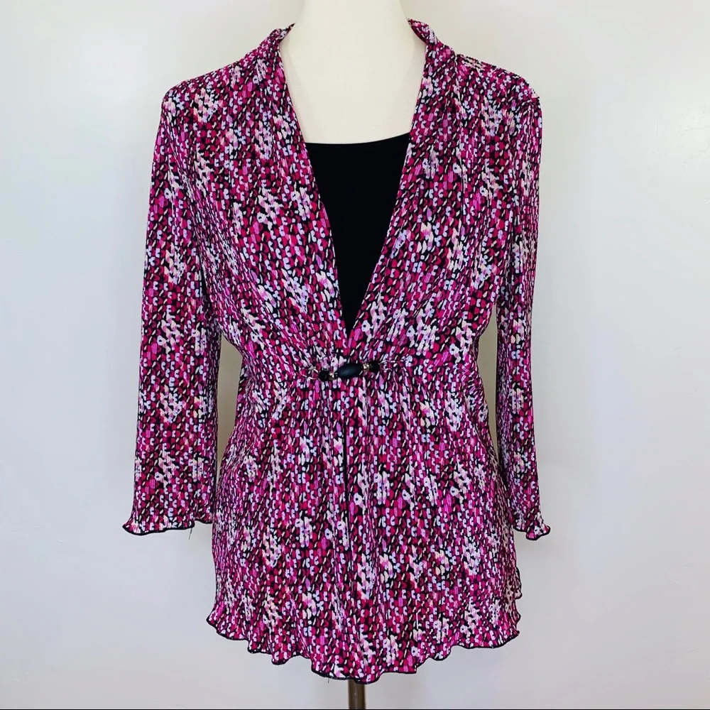 ⬇️Notations Textured Print 3/4 Sleeve Top Sz L